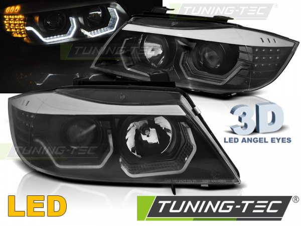 3D LED Angel Eyes Scheinwerfer für BMW 3er E90/E91 05-08 schwarz mit LED Blinker